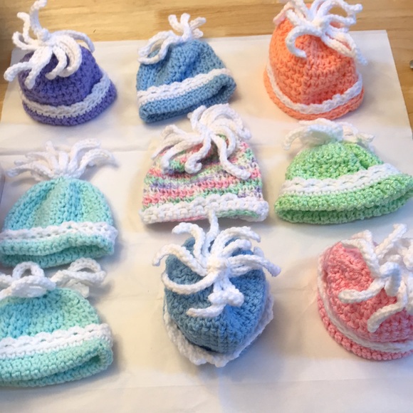 Sale 🌸 3/$9 🌸 Hats handmade crochet , sm, sm/M, Medium , Med/Lge, booties etc - Picture 2 of 5